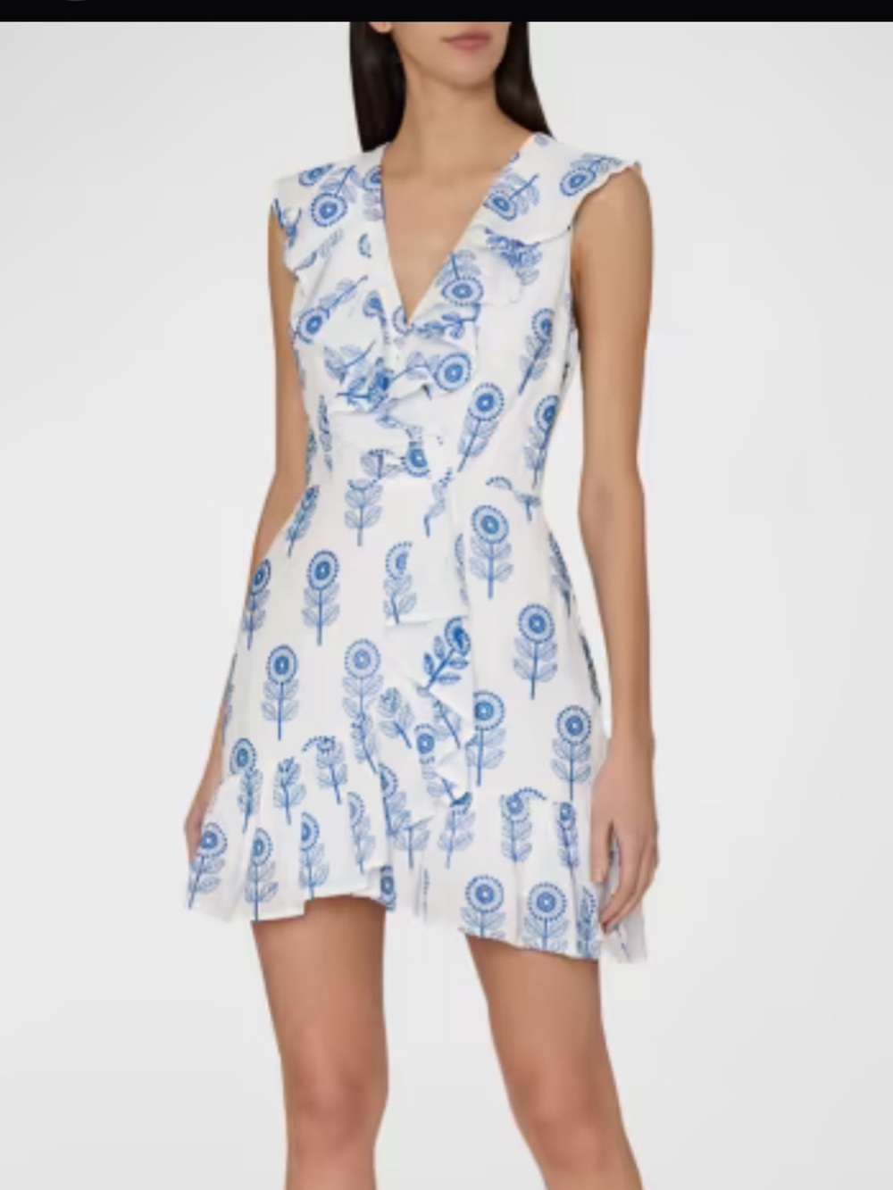 Milly Novi Floral white and blue mini dress